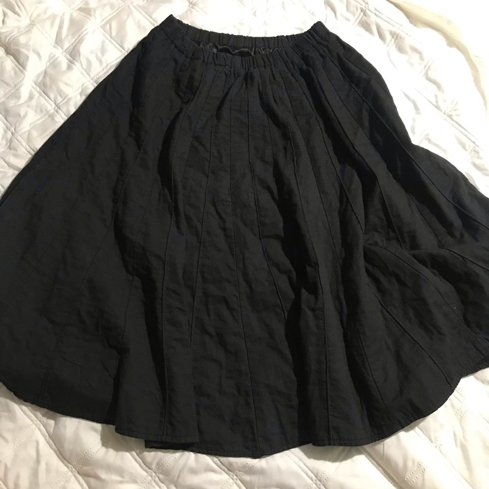 Black cotton midi skirt